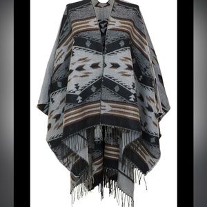 Womens fringed super soft poncho